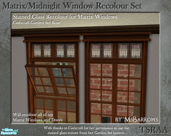 Sims 2 — Matrix Stained Glass Recolour - Cashcraft Rose by MsBarrows — Recolour of the stained glass for my Matrix window