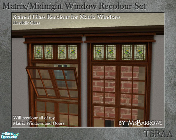 Sims 2 — Matrix Stained Glass Recolour - Heraldic by MsBarrows — Recolour of the stained glass for my Matrix window and