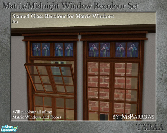 Sims 2 — Matrix Stained Glass Recolour - Iris by MsBarrows — Recolour of the stained glass for my Matrix window and door