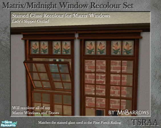 Sims 2 — Matrix Stained Glass Recolour - Lady\'s Slipper Orchid by MsBarrows — Recolour of the stained glass for my