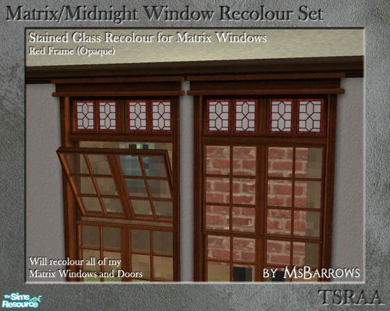 Sims 2 — Matrix Stained Glass Recolour - Red Frame by MsBarrows — Recolour of the stained glass for my Matrix window and
