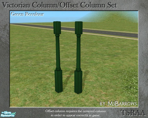Sims 2 — Victorian Column/Offset Column - Green Recolour by MsBarrows — A recolour for the Victorian column to match the