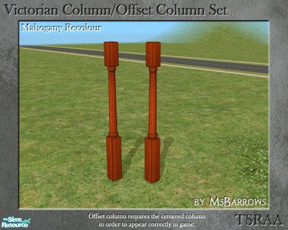 Sims 2 — Victorian Column/Offset Column - Mahogany Recolour by MsBarrows — A recolour for the Victorian column to match