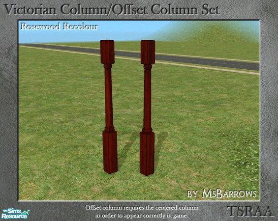 Sims 2 — Victorian Column/Offset Column - Rosewood Recolour by MsBarrows — A recolour for the Victorian column to match