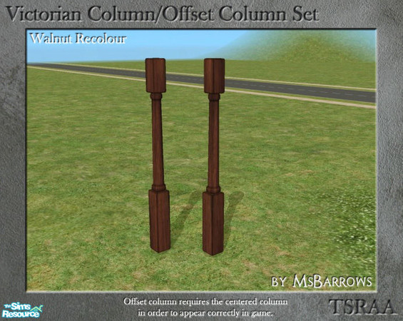 Sims 2 — Victorian Column/Offset Column - Walnut Recolour by MsBarrows — A recolour for the Victorian column to match the