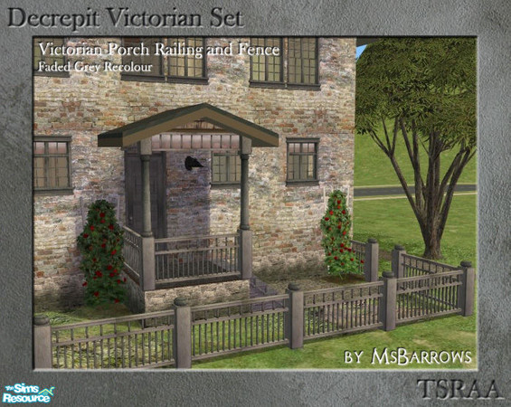 Sims 2 — Decrepit Victorian Set - Faded Grey Railing by MsBarrows — A faded grey version of the Victorian Porch Railing,