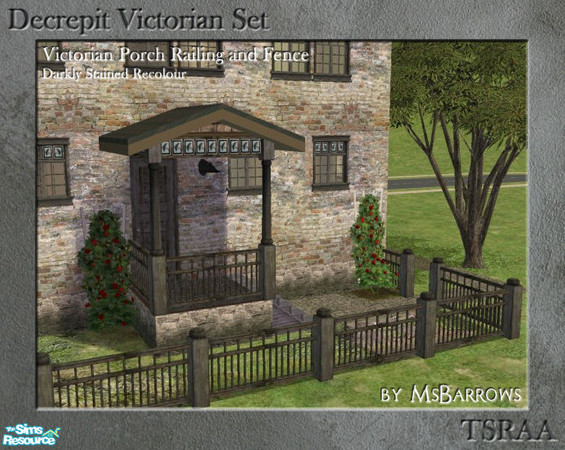 Sims 2 — Decrepit Victorian Set - Darkly Stained Railing by MsBarrows — A darkly stained wood version of the Victorian