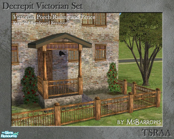 Sims 2 — Decrepit Victorian Set - Recycled Barnboard Railing by MsBarrows — A recycled barnboard version of the Victorian