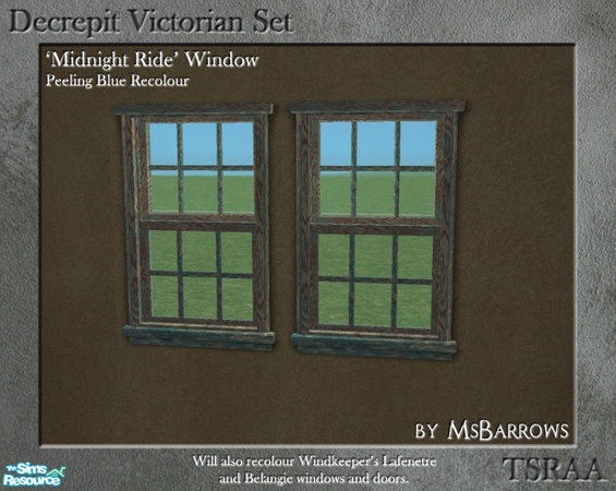 Sims 2 — Decrepit Victorian Set - Midnight Peeling Blue by MsBarrows — A peeling blue paint recolour of the \'Midnight