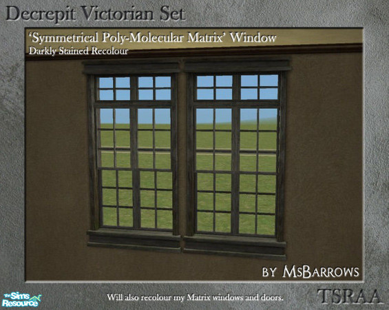 Sims 2 — Decrepit Victorian Set - Matrix Darkly Stained by MsBarrows — A darkly stained wood recolour of the \'Symmetric