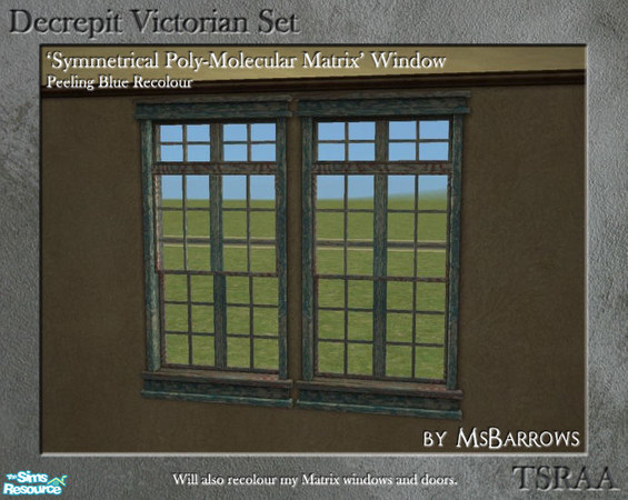 Sims 2 — Decrepit Victorian Set - Matrix Peeling Blue by MsBarrows — A peeling blue paint recolour of the \'Symmetric