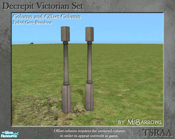 Sims 2 — Decrepit Victorian Set - Faded Grey Column by MsBarrows — A faded grey recolour of the Victorian column and