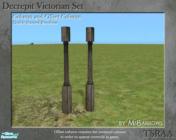 Sims 2 — Decrepit Victorian Set - Darkly Stained Column by MsBarrows — A darkly stained wood recolour of the Victorian