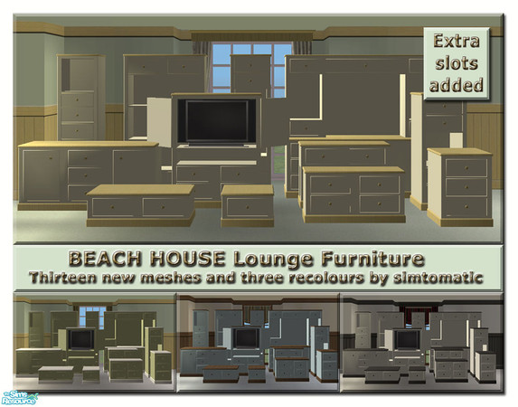 Sims 2 — Beach House Lounge by simtomatic — New Beach House set consisting of occasional living room furniture with