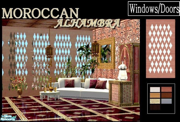 Sims 2 — Moroccan Alhambra Set - Pink by kibanahnah — From a set of moroccan windows and doors that match every style of