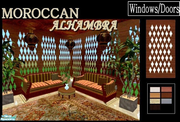 Sims 2 — Moroccan Alhambra Set - medium brown by kibanahnah — From a set of moroccan windows and doors that match every