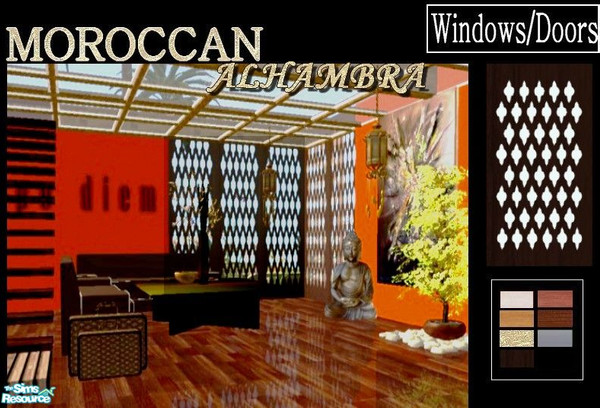 Sims 2 — Moroccan Alhambra Set - dark brown by kibanahnah — From a set of moroccan windows and doors that match every