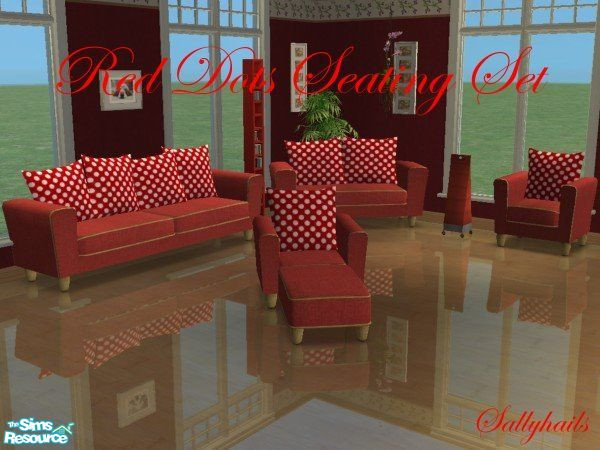 Sims 2 — Red Dots Seating Set by sallyhails — Recolour of Holysimoly\'s Arizona seating set using texture supplied by