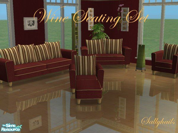 Sims 2 — Wine Seating Set by sallyhails — Recolour of Holysimoly\'s Arizona seating set using texture supplied by