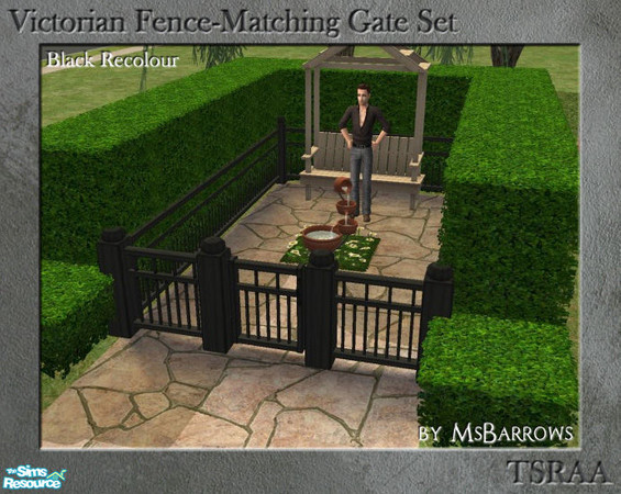 Sims 2 — Victorian Fence-Matching Gate - Black Recolour by MsBarrows — A gate to match my Victorian porch railing and low