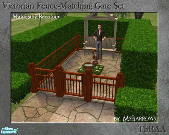 Sims 2 — Victorian Fence-Matching Gate - Mahogany Recolour by MsBarrows — A gate to match my Victorian porch railing and