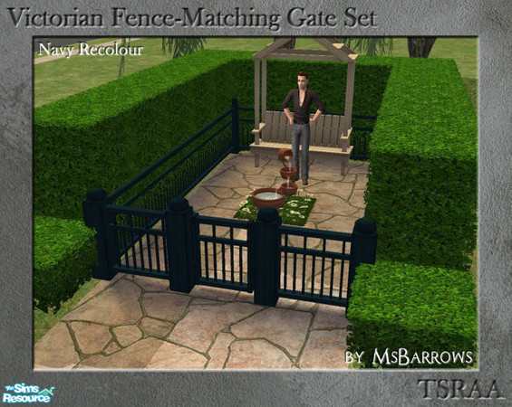 Sims 2 — Victorian Fence-Matching Gate - Navy Recolour by MsBarrows — A gate to match my Victorian porch railing and low