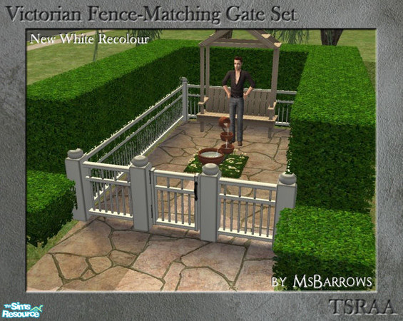 Sims 2 — Victorian Fence-Matching Gate - New White Recolour by MsBarrows — A gate to match my Victorian porch railing and