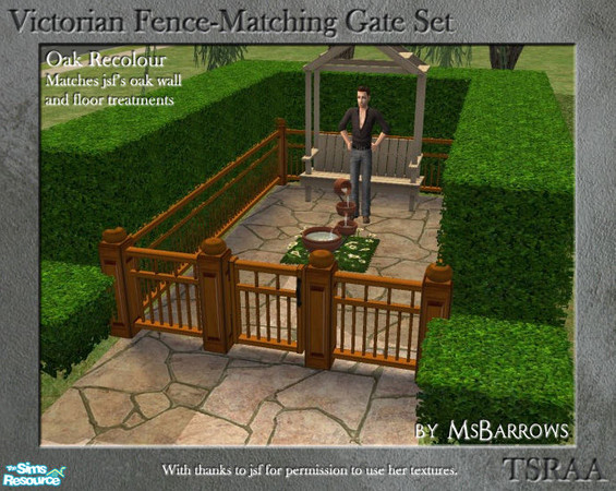 Sims 2 — Victorian Fence-Matching Gate - Oak Recolour by MsBarrows — A gate to match my Victorian porch railing and low