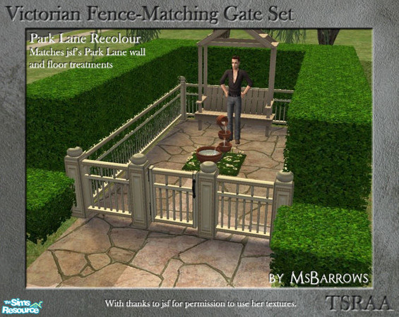 Sims 2 — Victorian Fence-Matching Gate - Park Lane Recolour by MsBarrows — A gate to match my Victorian porch railing and