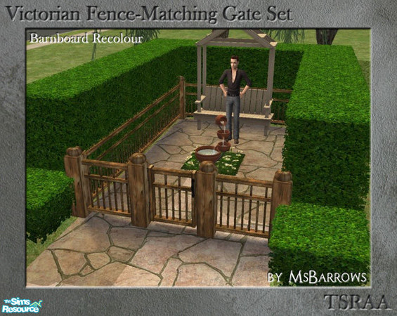 Sims 2 — Victorian Fence-Matching Gate - Barnboard Recolour by MsBarrows — A gate to match my Victorian porch railing and