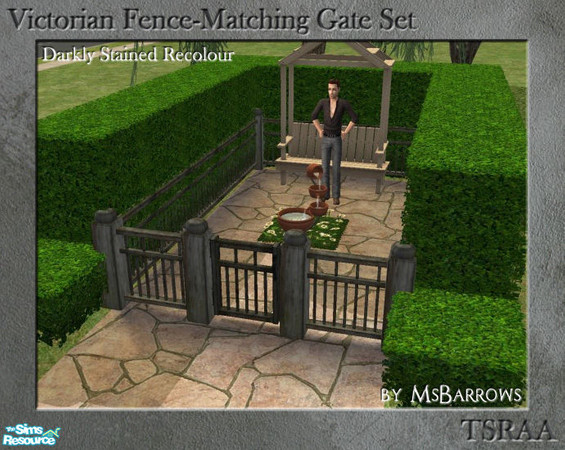Sims 2 — Victorian Fence-Matching Gate - Darkly Stained Recolour by MsBarrows — A gate to match my Victorian porch