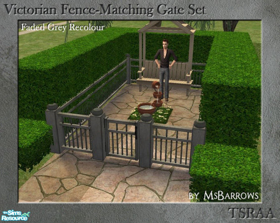 Sims 2 — Victorian Fence-Matching Gate - Faded Grey Recolour by MsBarrows — A gate to match my Victorian porch railing