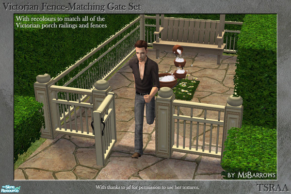 Sims 2 — Victorian Fence-Matching Gate Set by MsBarrows — A gate to match my Victorian porch railings and low