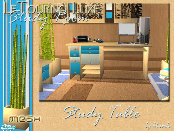 Sims 2 — LeTourno Luxe Study Room - Study Table by Alyosha — Part of the \"LeTourno Luxe\" Study Room set!