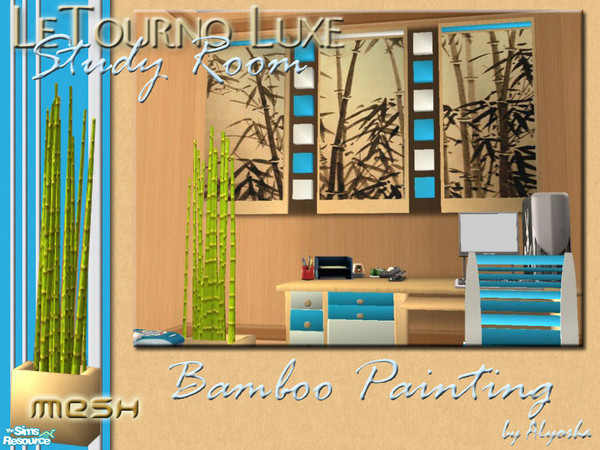 Sims 2 — LeTourno Luxe Study Room - Bamboo Painting by Alyosha — Part of the \"LeTourno Luxe\" Study Room set!