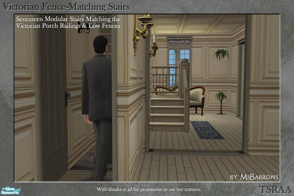 Sims 2 — Victorian Fence-Matching Stair Set by MsBarrows — A set of seventeen modular stairs to match my Victorian porch