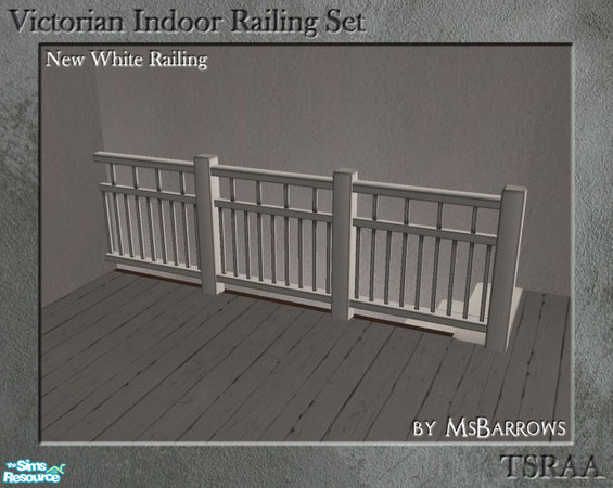 Sims 2 — Victorian Indoor Railing - New White by MsBarrows — A variation on the low fence in new white, using the skinny