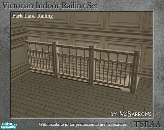 Sims 2 — Victorian Indoor Railing - Park Lane by MsBarrows — A variation on the low fence in Park Lane, using the skinny