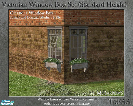 Sims 2 — Victorian Window Box - Oleander 1-Tile (Straight) by MsBarrows — Window box with oleander for standard-height