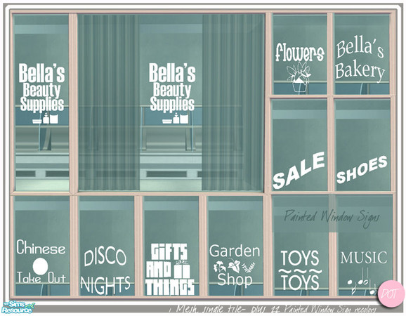 Sims 2 — Painted Window Sign by DOT — 