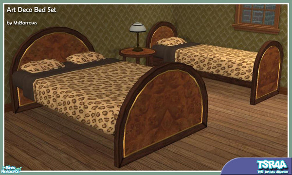 Sims 2 — Art Deco Bed Set by MsBarrows — Resurrected from the lost labyrinthine subdirectories of my meshing directory,