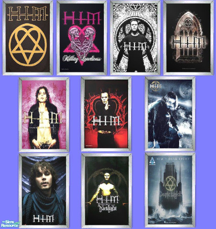 Sims 2 — HIM posters by janicap — Posters of famous band HIM.Appears under \"The Lady on Red\" picture.