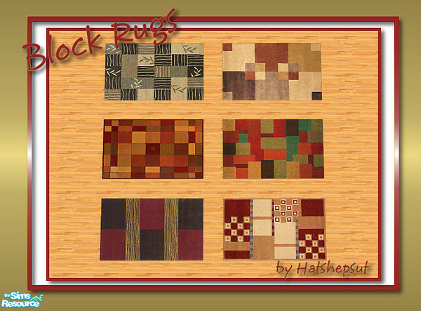 Sims 2 — Block Rug Set by hatshepsut — Recolours of the Bullseye Throw Rug - no mesh required.