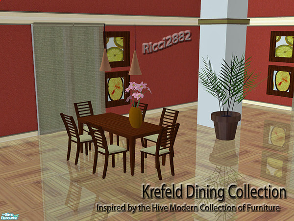 Sims 2 — Krefeld Matching Diningroom by TheNumbersWoman — A matching Diningroom for the Hive Modern Krefeld Living Area.