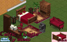Sims 1 — Celtic Thistle Bedroom by sww — Includes: Love Seat, Endtable, Rug, Desk, Chair, Bed, Dresser, Bookcase