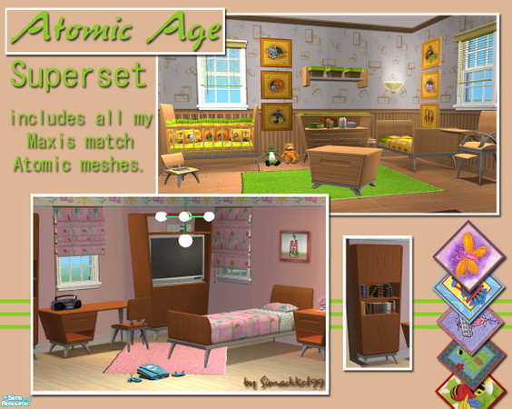 Sims 2 — Atomic Superset by Simaddict99 — Super set consists of all my Atomic Match Meshes and nursery recolors.
