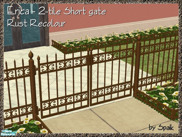 Sims 2 — Erica - 2-tile Short Gate - Rust REC by Spaik — Recolour of my Erica gate. Part of Erica Outdoor Series.