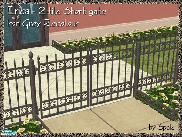 Sims 2 — Erica - 2-tile Short Gate - Iron Grey REC by Spaik — Recolour of my Erica gate. Part of Erica Outdoor Series.