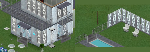 Sims 1 — Modern Exterior Set by oldmember_VirginiaSims — Includes: Fences (2), Window, Entrace way, Column, Stone Paths