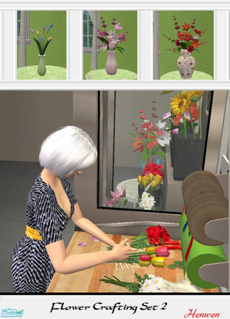 Sims 2 — Flower Crafting Set 2 by Henwen — Tulips, Mixed Bouquet, Wildflowers! More options of flower colors with new